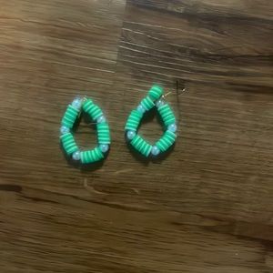 Apple green earrings. Homemade. Preppy.